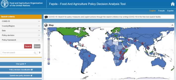 Plataforma de la FAO para consulta de decisiones políticas en alimentación y agricultura, FAPDA.