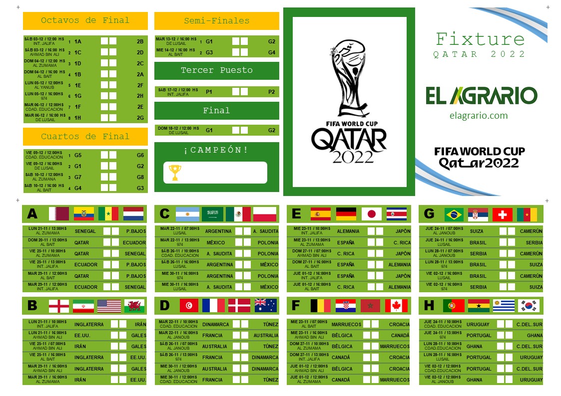 Uruguay Partidos - Fixture Mundial de Qatar